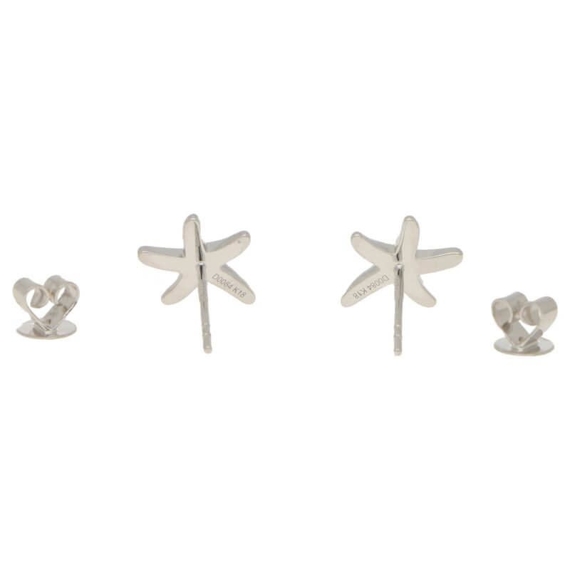 Small Diamond Starfish Stud Earrings in White Gold