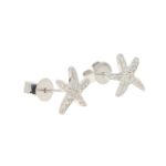 Small Diamond Starfish Stud Earrings in White Gold