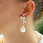 Baroque Pearl and Diamond Drop Earrings