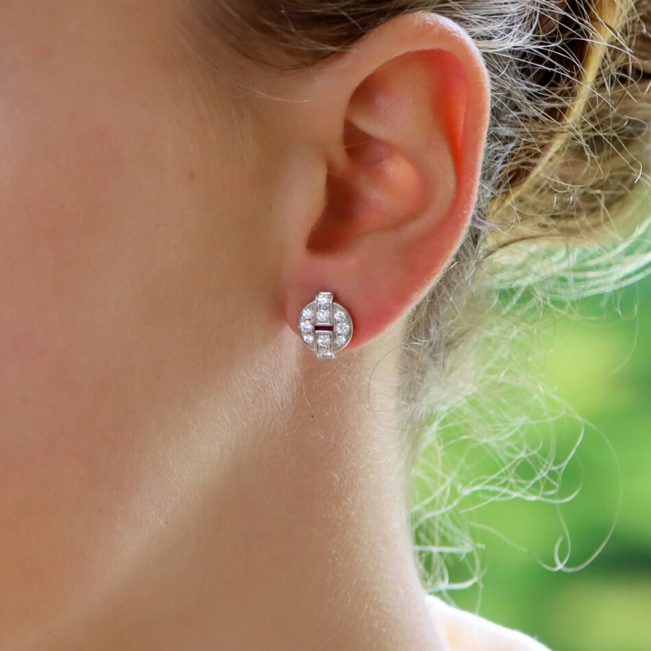 Vintage Cartier Himalia Diamond Stud Earrings