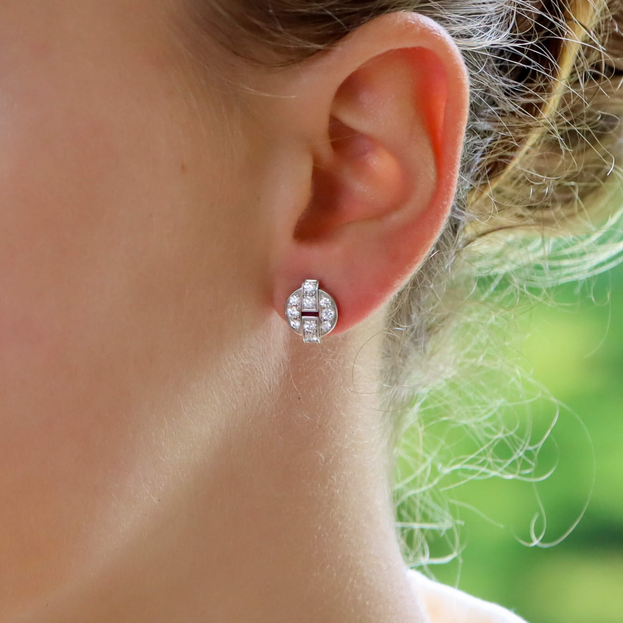 Vintage Cartier Himalia Diamond Stud Earrings at Susannah Lovis Jewellers