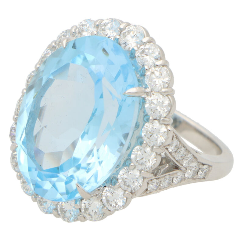 Blue Topaz and Diamond Cocktail Ring