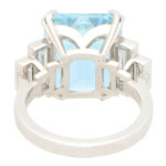 GIA Certified Art Deco Style Aquamarine and Diamond Ring