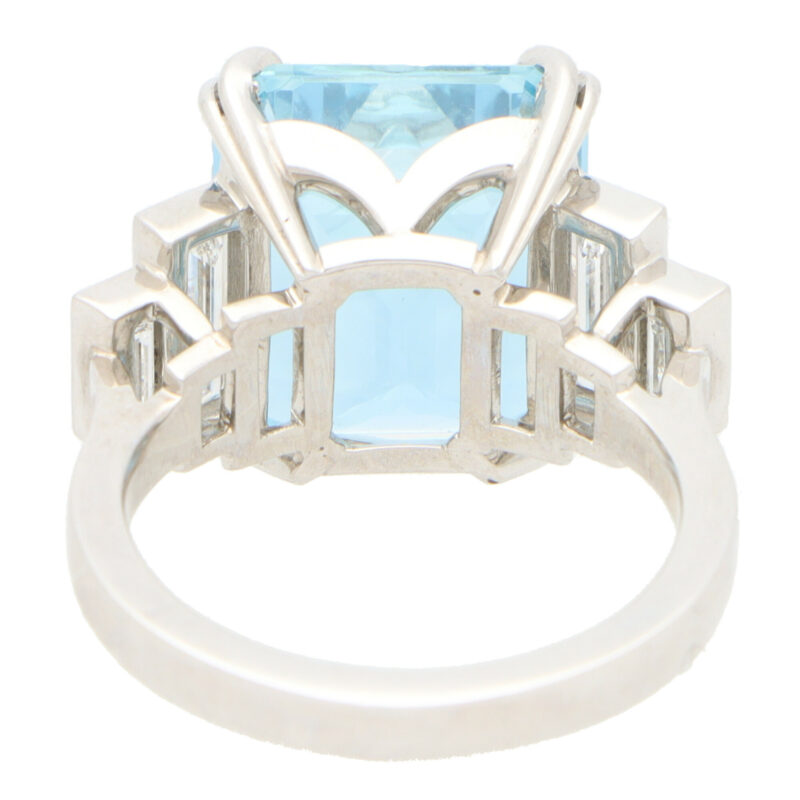 GIA Certified Art Deco Style Aquamarine and Diamond Ring