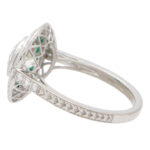 Art Deco Inspired Emerald and Diamond Target Halo Ring