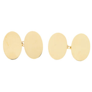 Oval Chain Link Cufflinks in 9k Yellow Gold