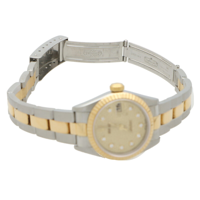 Vintage steel and gold Rolex with diamond set dial