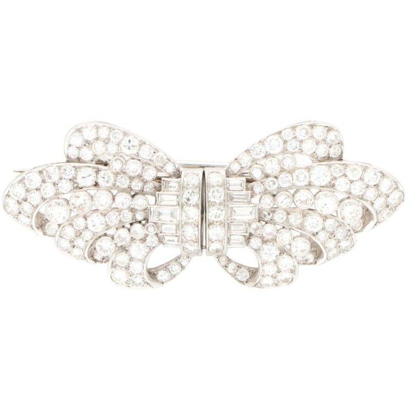 Art Deco Diamond Double Clip Bow Brooch