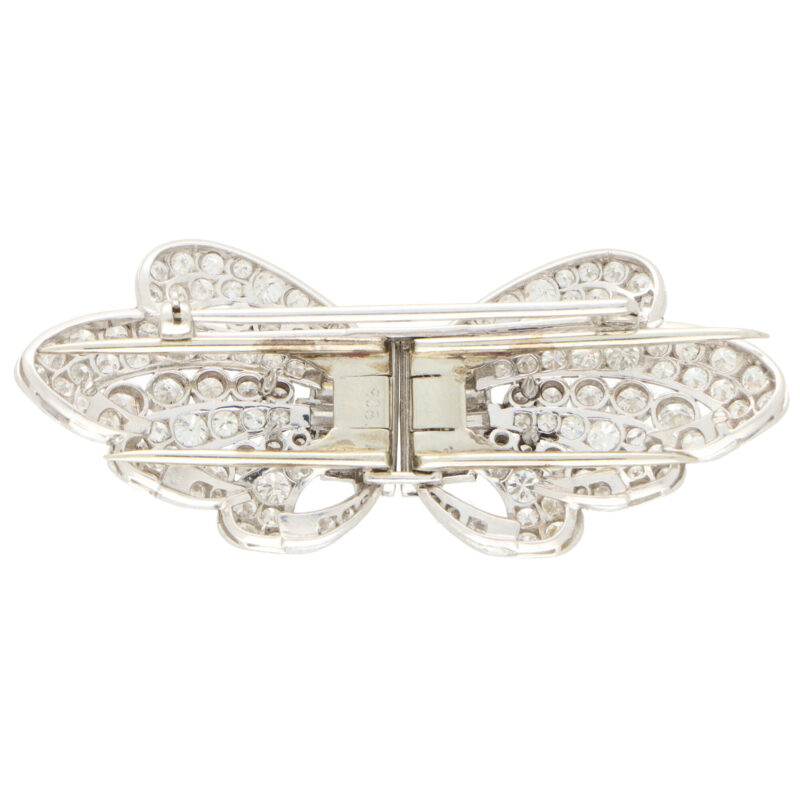 Art Deco Diamond Double Clip Bow Brooch