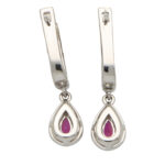 Ruby and Diamond Hoop Drop Earrings