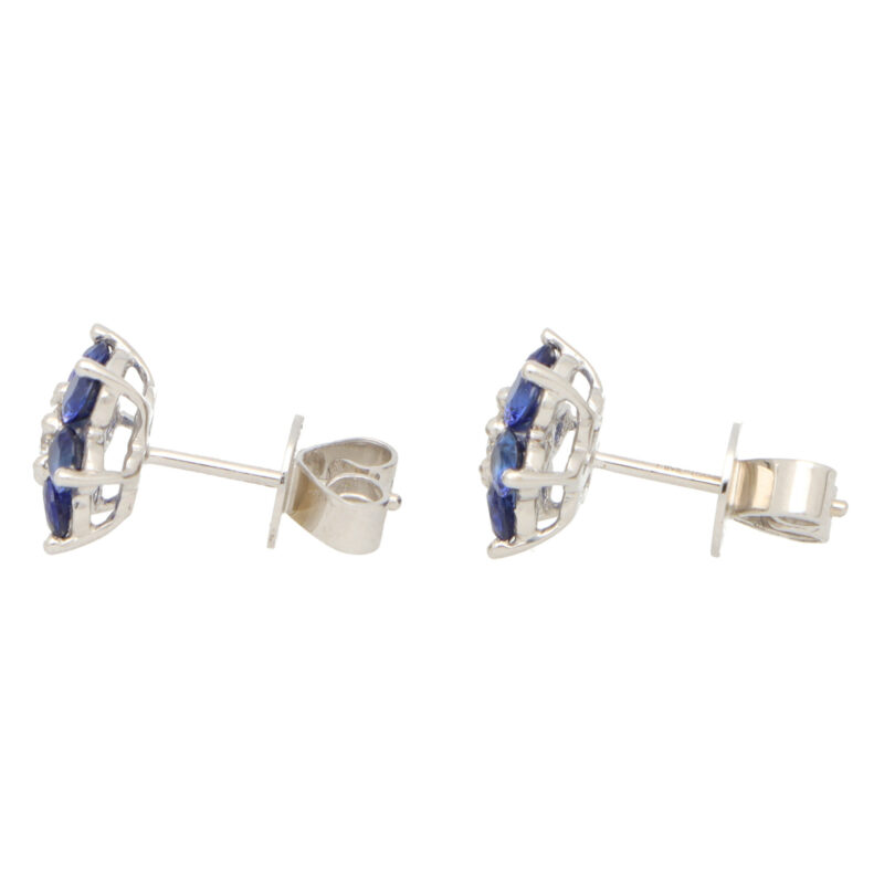 Sapphire and Diamond Floral Cluster Earrings