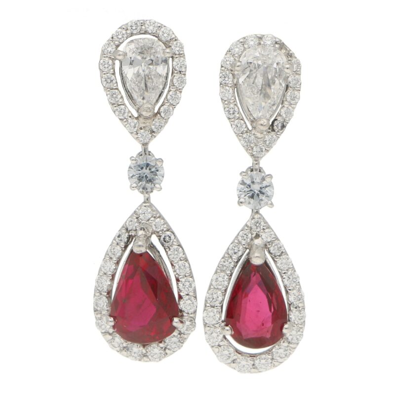 Moussaieff Ruby and Diamond Drop Earrings in Platinum