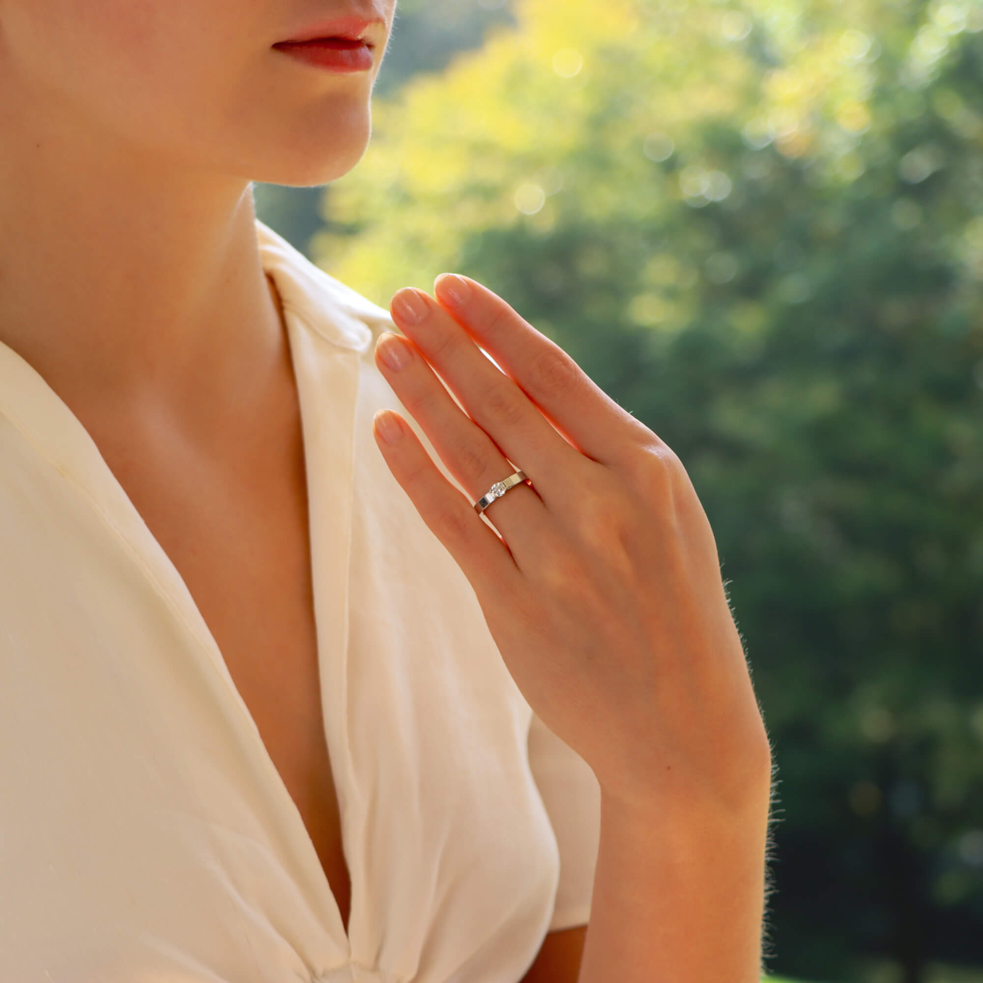 Certified Vintage Cartier Lanieres Solitaire Diamond Ring