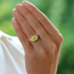 GIA Certified 3.51ct Fancy Yellow Diamond Three Stone Ring