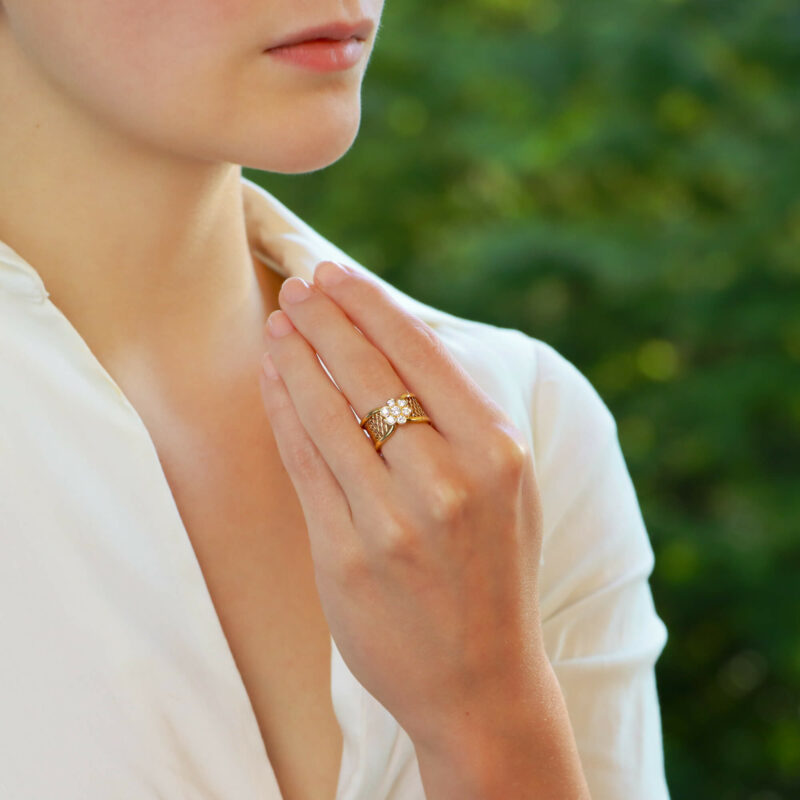 Vintage Van Cleef & Arpels Fleurette Diamond Cluster Band Ring