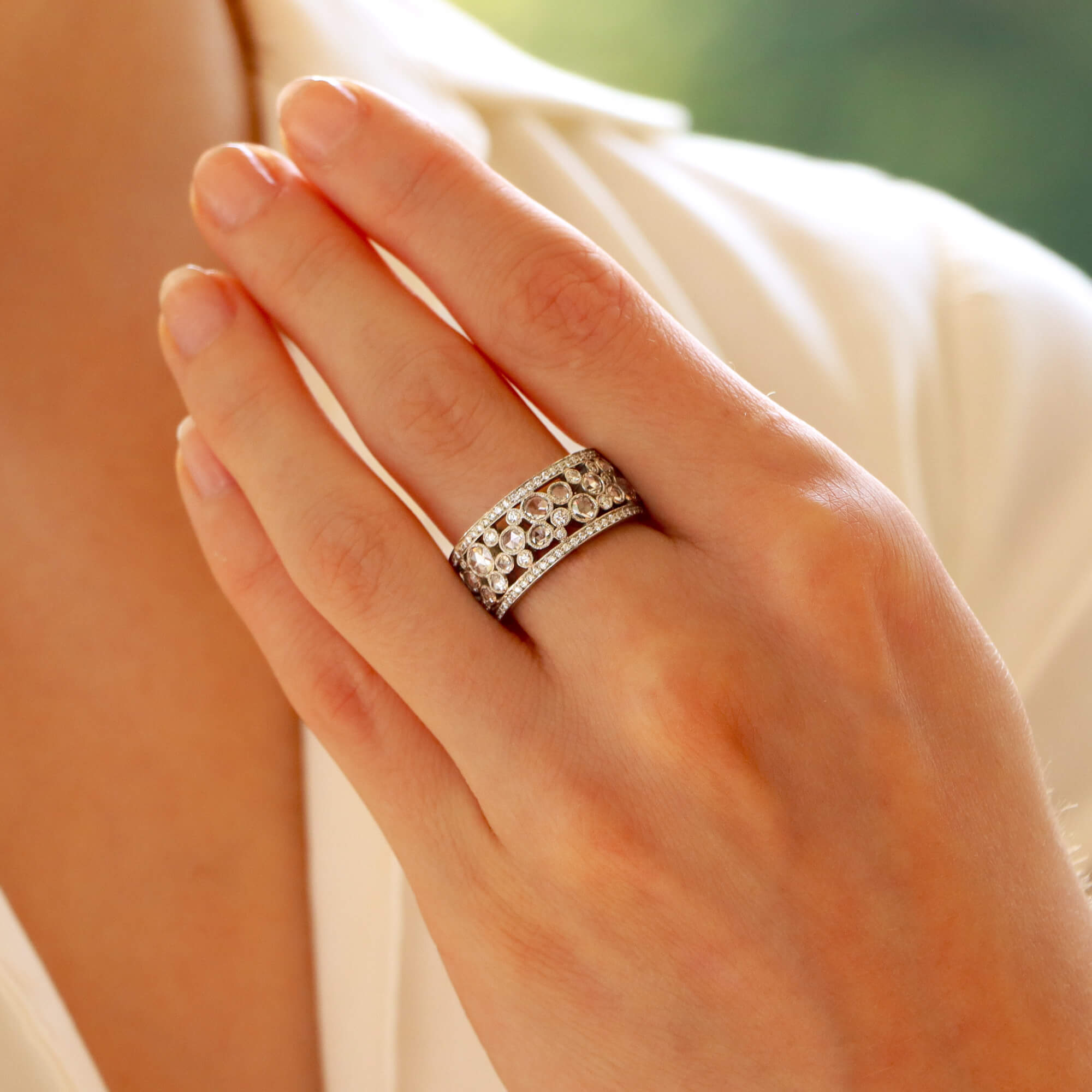 Vintage Tiffany Co. Rose Cut Diamond Cobblestone Band at