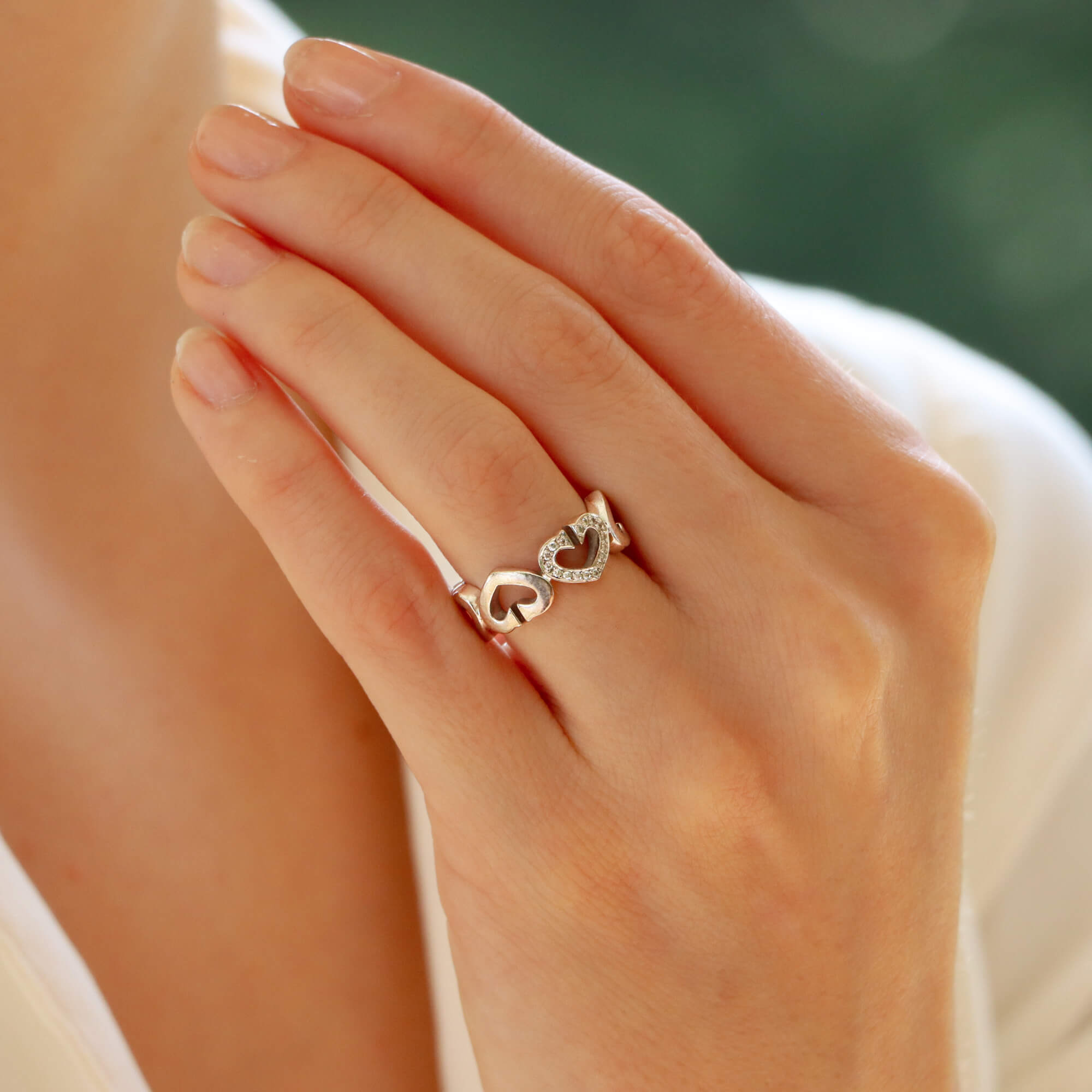 Vintage Cartier C de Cartier Diamond Heart Ring at Susannah Lovis Jewellers