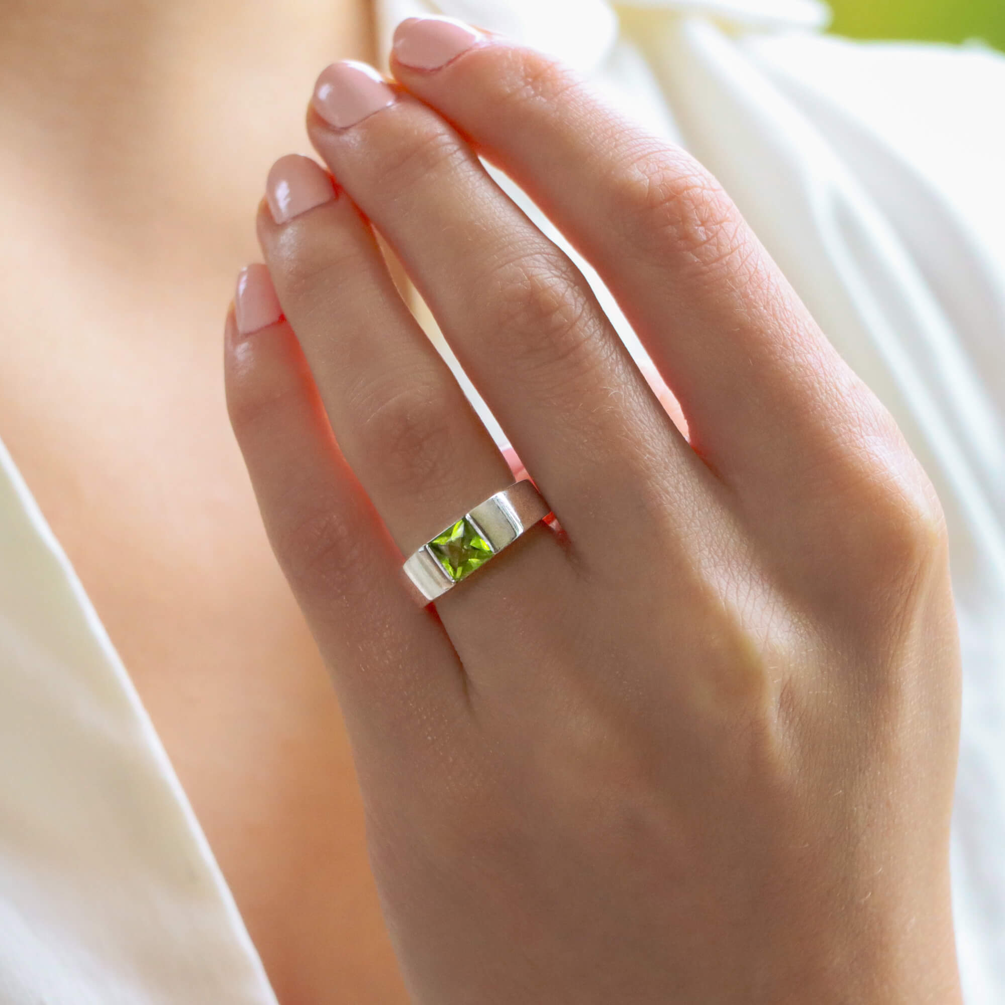 Vintage Cartier Peridot Tank Ring at Susannah Lovis Jewellers