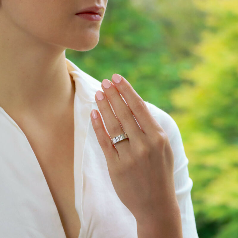 Vintage Cartier Moonstone Tank Ring Set in 18k White Gold