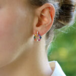 Contemporary Rainbow Sapphire and Diamond Earrings