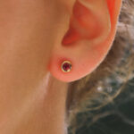 Round Cut 0.47ct Ruby Stud Earrings