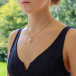 Golden Pearl and Diamond Pendant Necklace