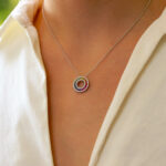 Rainbow Sapphire and Diamond Circle Pendant