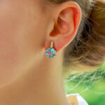 Vintage Kiki McDonough Blue Topaz and Diamond Stud Earrings