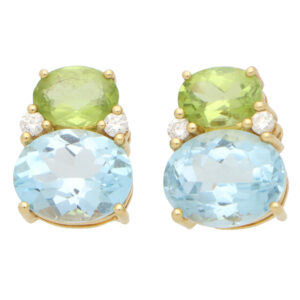 Vintage Kiki McDonough Topaz, Peridot and Diamond Stud Earrings