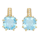 Vintage Kiki McDonough Blue Topaz and Diamond Stud Earrings