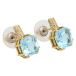 Vintage Kiki McDonough Blue Topaz and Diamond Stud Earrings