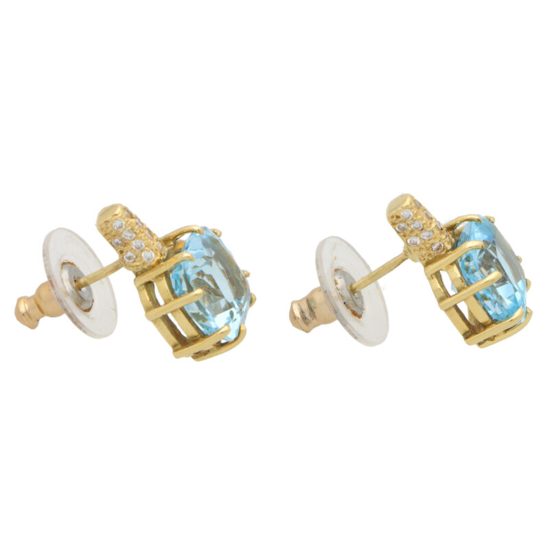 Vintage Kiki McDonough Blue Topaz and Diamond Stud Earrings