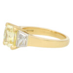 GIA Certified 3.51ct Fancy Yellow Diamond Three Stone Ring