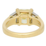 GIA Certified 3.51ct Fancy Yellow Diamond Three Stone Ring