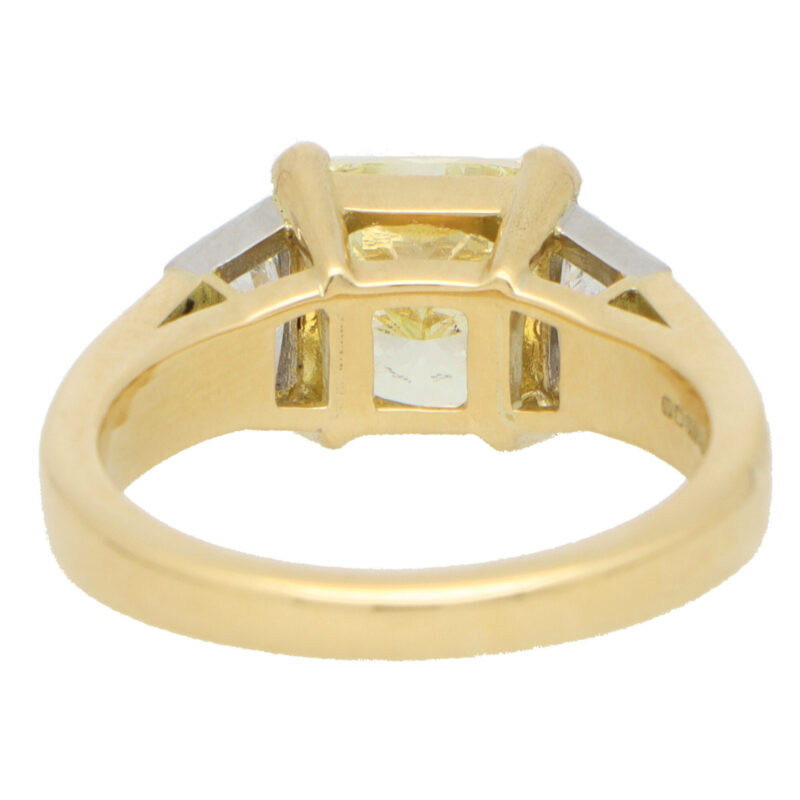 GIA Certified 3.51ct Fancy Yellow Diamond Three Stone Ring