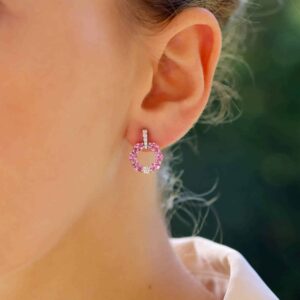 Pink Sapphire and Diamond Earrings