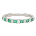 Emerald and Diamond Half Eternity Ring