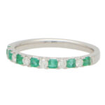 Emerald and Diamond Half Eternity Ring