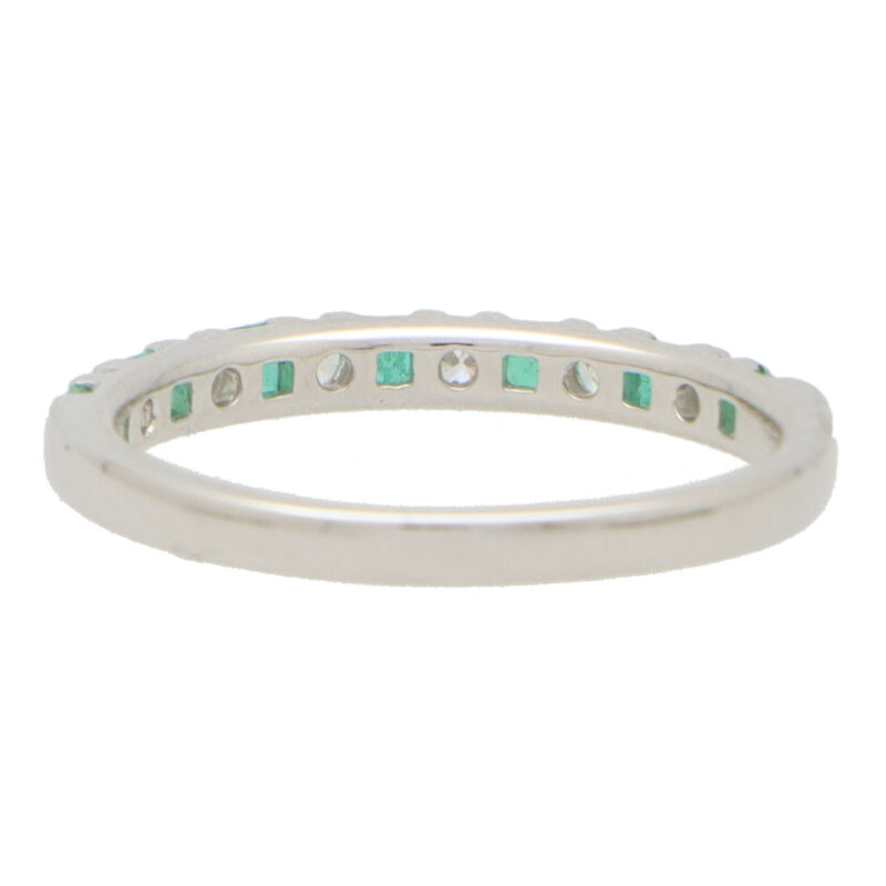 Emerald and Diamond Half Eternity Ring