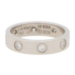 Vintage Cartier Mini Diamond Love Ring in White Gold Size 49