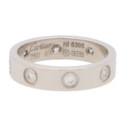 Vintage Cartier Mini Diamond Love Ring in White Gold Size 49