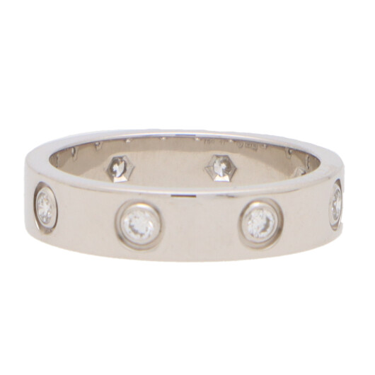 Vintage Cartier Mini Diamond Love Ring in White Gold Size 49