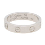 Vintage Cartier Mini Diamond Love Ring in White Gold Size 50