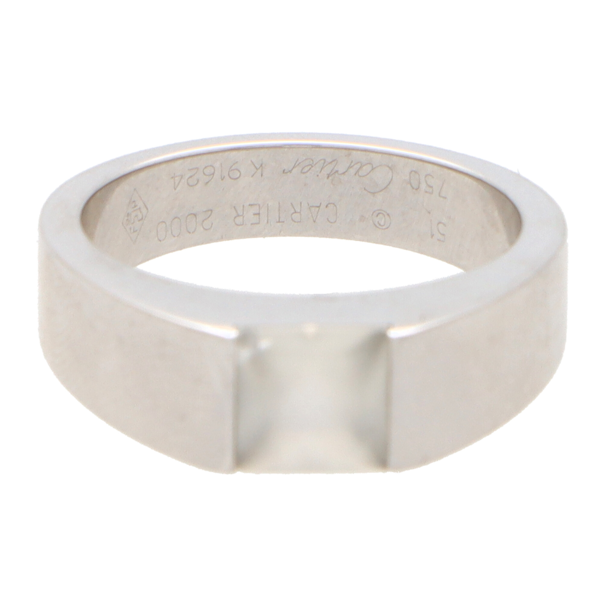 Vintage Cartier Moonstone Tank Ring Set in 18k White Gold at