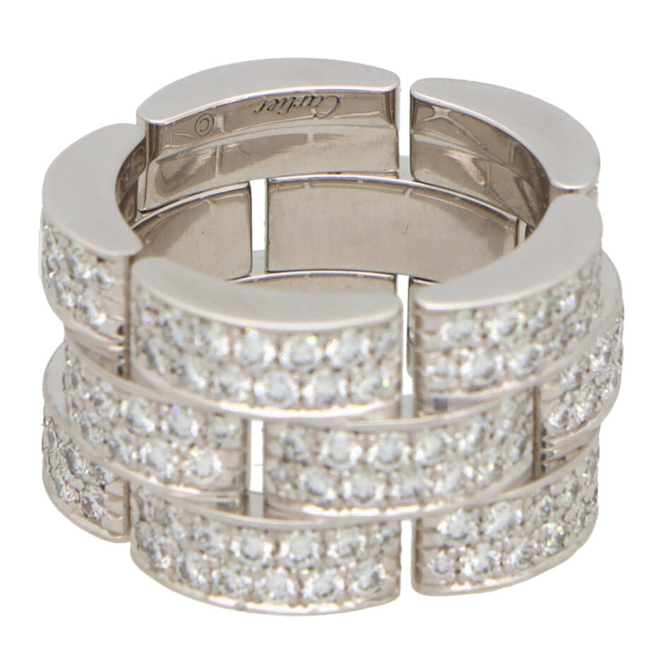 Vintage Cartier Three Row Maillon Panthère Bombè Ring