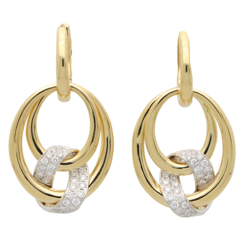 Contemporary Diamond Drop Hoop Earrings