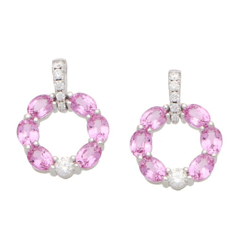 Pink Sapphire and Diamond Earrings