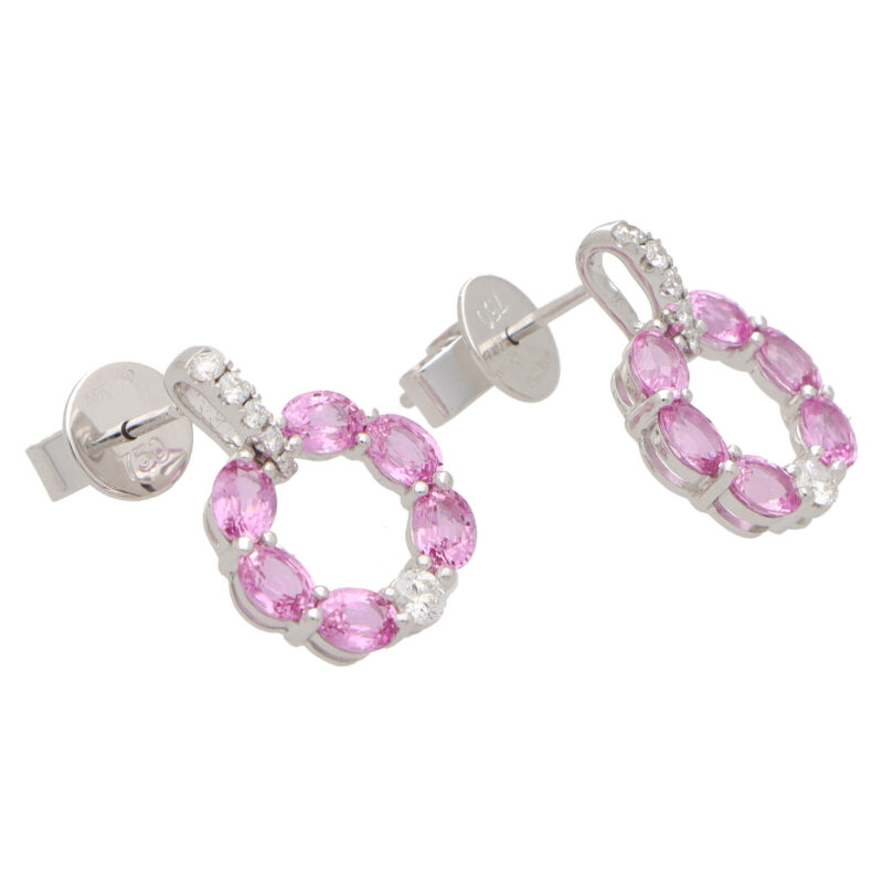 Pink Sapphire and Diamond Earrings