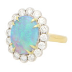 Opal and Diamond Cluster Ring