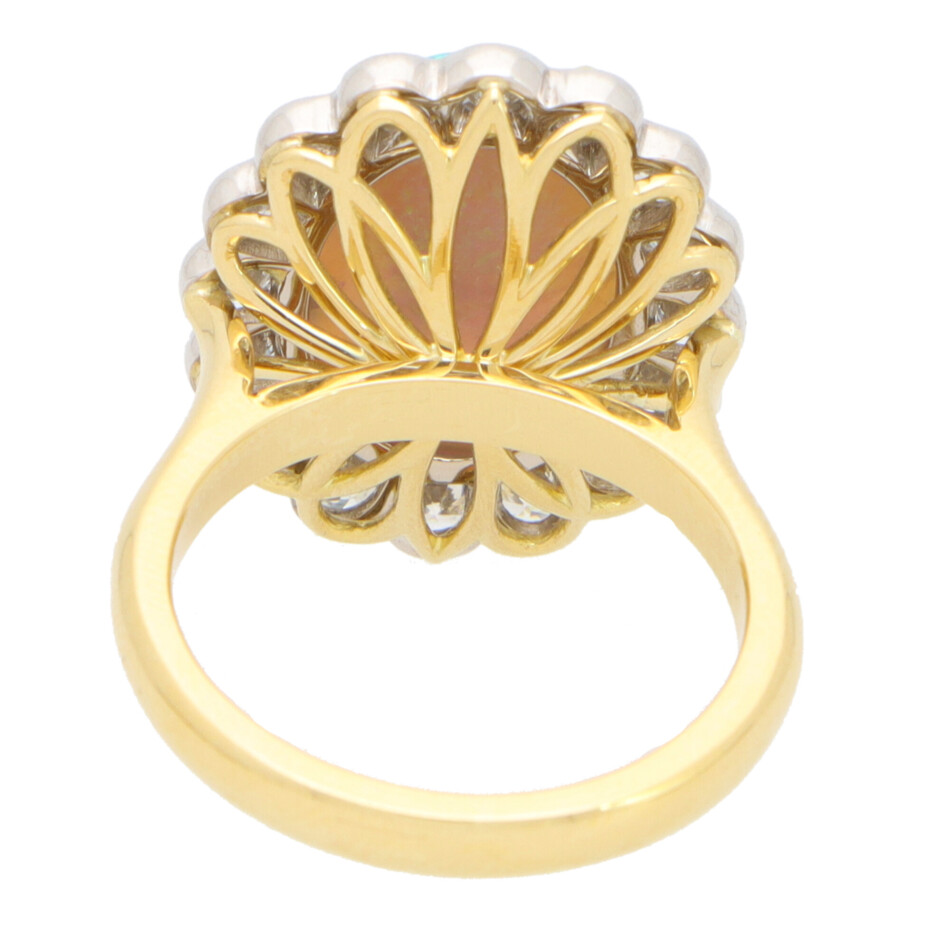 Opal and Diamond Cluster Ring